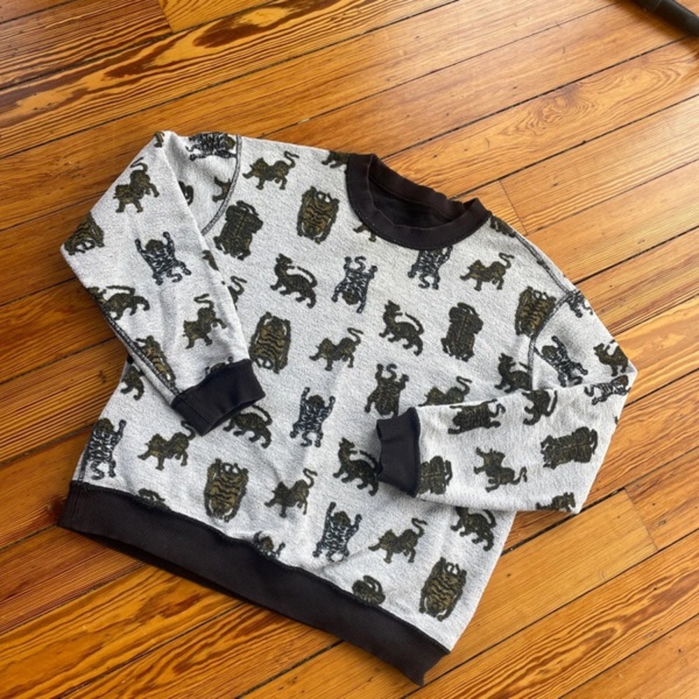 Gray Sweatshirt with Animal Print